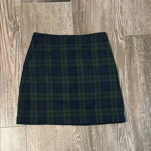 LOFT Green and Blue Plaid Mini Skirt